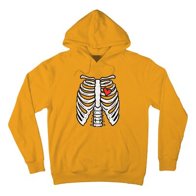 Halloween Skeleton Rib Cage Heart Costume Hoodie