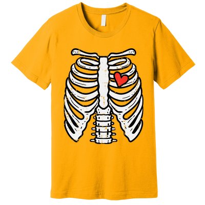 Halloween Skeleton Rib Cage Heart Costume Premium T-Shirt