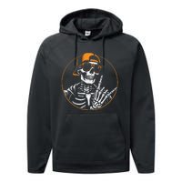 Halloween Skeleton Rock Hand Rocker Performance Fleece Hoodie