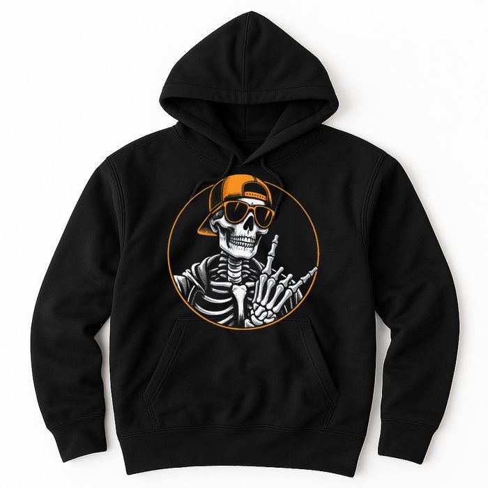 Halloween Skeleton Rock Hand Rocker Hoodie