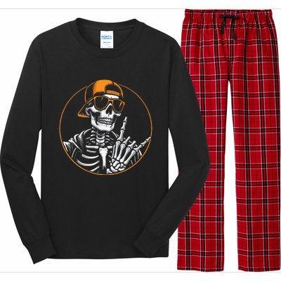 Halloween Skeleton Rock Hand Rocker Long Sleeve Pajama Set