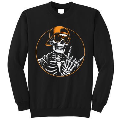 Halloween Skeleton Rock Hand Rocker Tall Sweatshirt