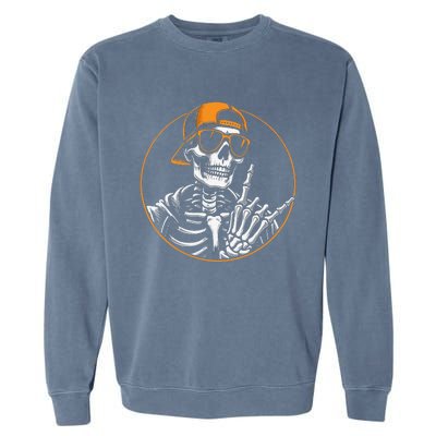 Halloween Skeleton Rock Hand Rocker Garment-Dyed Sweatshirt