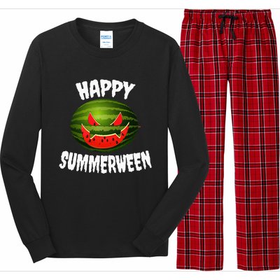 Happy Summerween Retro Watermelon Jack O Lantern Long Sleeve Pajama Set