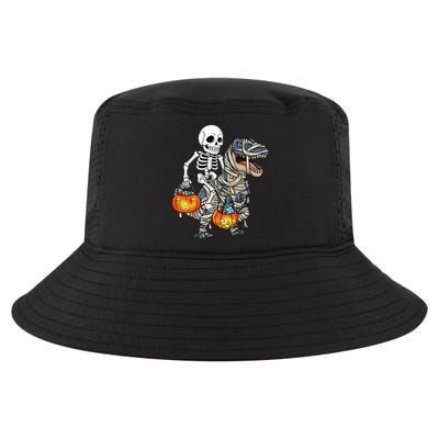 Halloween Skeleton Riding Mummy Dinosaur T Rex Funny Pumpkin Cool Comfort Performance Bucket Hat