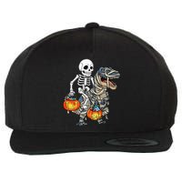 Halloween Skeleton Riding Mummy Dinosaur T Rex Funny Pumpkin Wool Snapback Cap