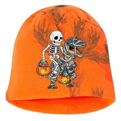 Halloween Skeleton Riding Mummy Dinosaur T Rex Funny Pumpkin Kati - Camo Knit Beanie