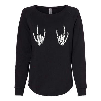 Halloween Skeleton Rocker Hands Cool Gift Graphic Costume Gift Womens California Wash Sweatshirt