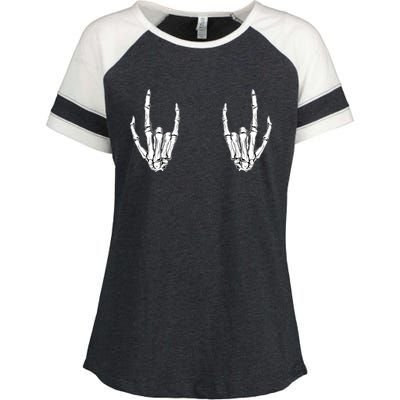 Halloween Skeleton Rocker Hands Cool Gift Graphic Costume Gift Enza Ladies Jersey Colorblock Tee