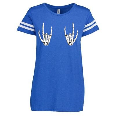 Halloween Skeleton Rocker Hands Cool Gift Graphic Costume Gift Enza Ladies Jersey Football T-Shirt