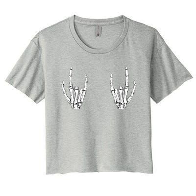 Halloween Skeleton Rocker Hands Cool Gift Graphic Costume Gift Women's Crop Top Tee