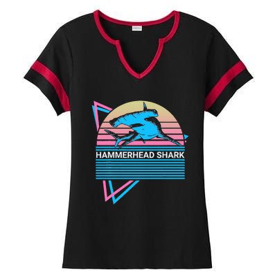 Hammerhead Shark Retro Ladies Halftime Notch Neck Tee