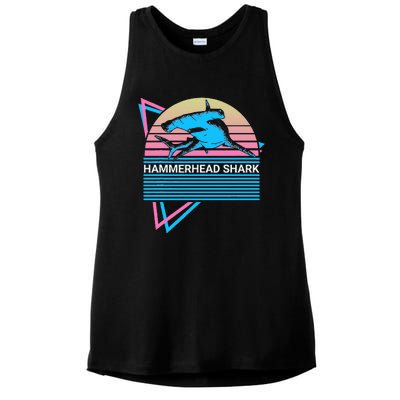 Hammerhead Shark Retro Ladies PosiCharge Tri-Blend Wicking Tank