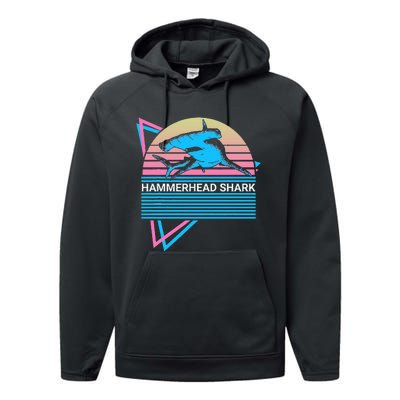 Hammerhead Shark Retro Performance Fleece Hoodie