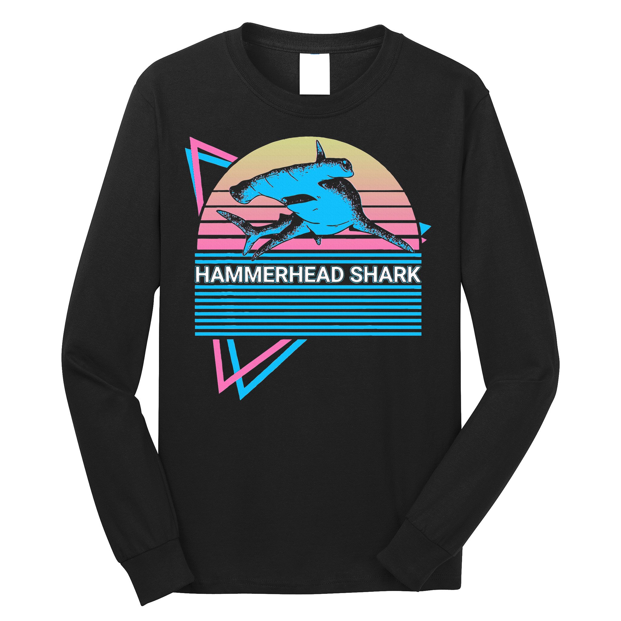 Hammerhead Shark Retro Long Sleeve Shirt