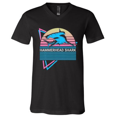 Hammerhead Shark Retro V-Neck T-Shirt