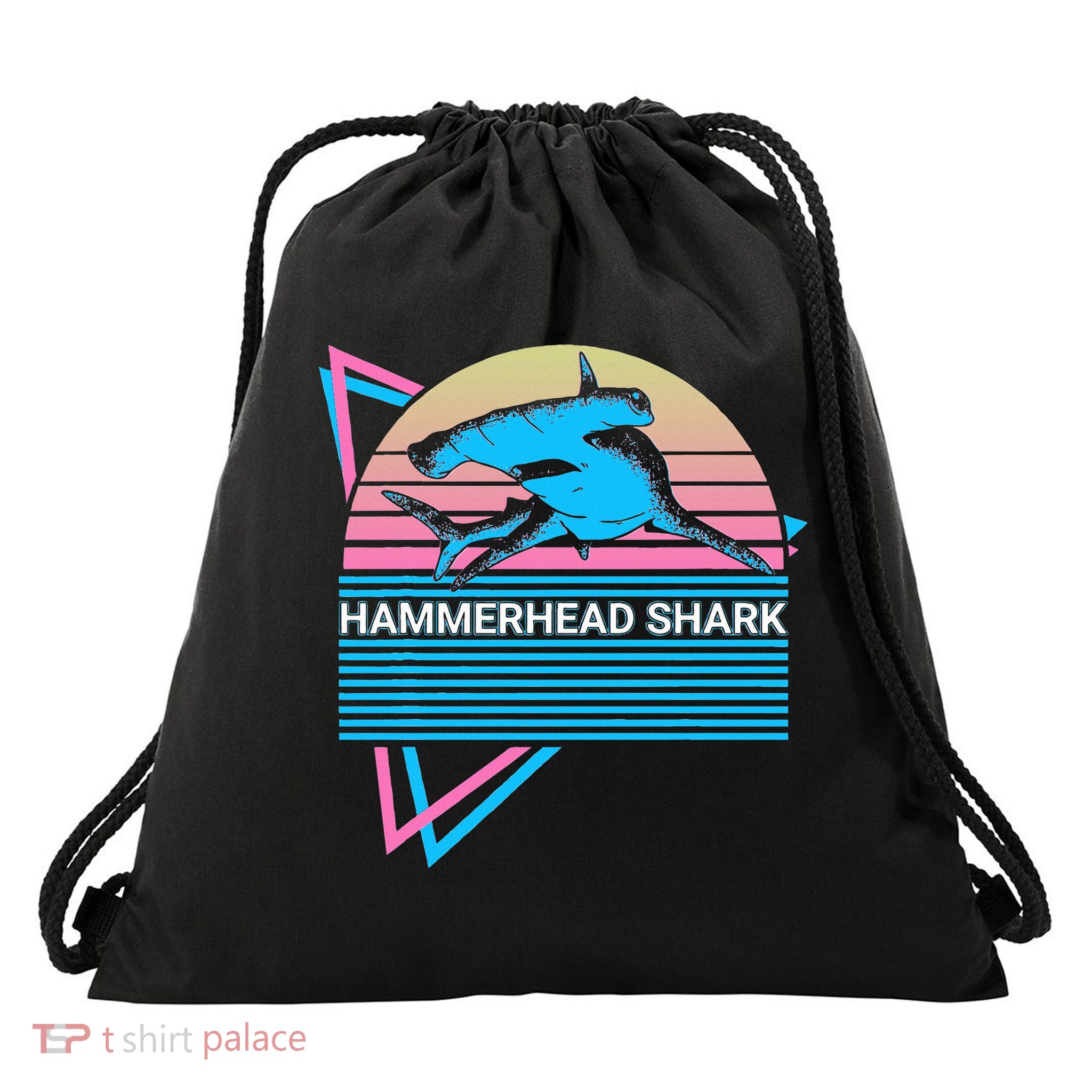 Hammerhead Shark Retro Drawstring Bag