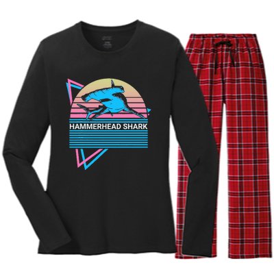 Hammerhead Shark Retro Women's Long Sleeve Flannel Pajama Set 