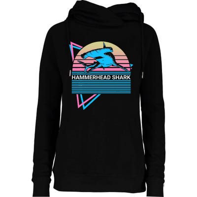 Hammerhead Shark Retro Womens Funnel Neck Pullover Hood