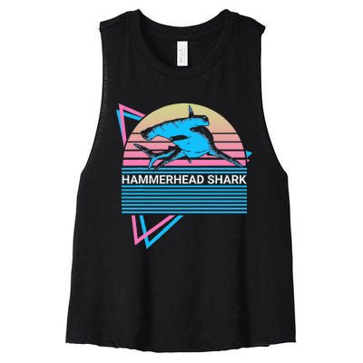 Hammerhead Shark Retro Women's Racerback Cropped Tank