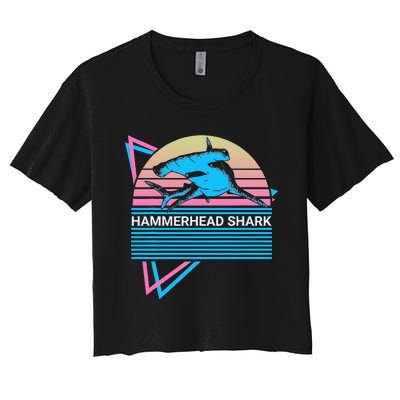 Hammerhead Shark Retro Women's Crop Top Tee