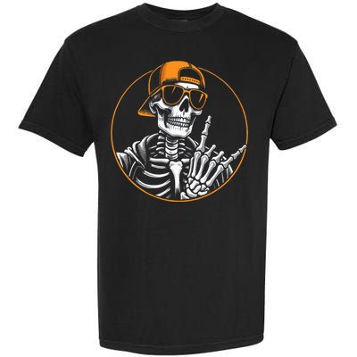 Halloween Skeleton Rock Hand Rocker &  Rock Music Garment-Dyed Heavyweight T-Shirt