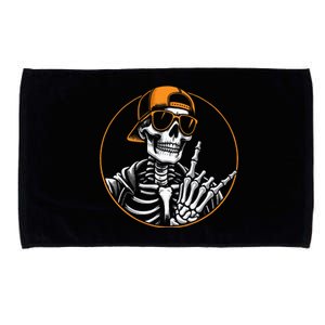 Halloween Skeleton Rock Hand Rocker &  Rock Music Microfiber Hand Towel