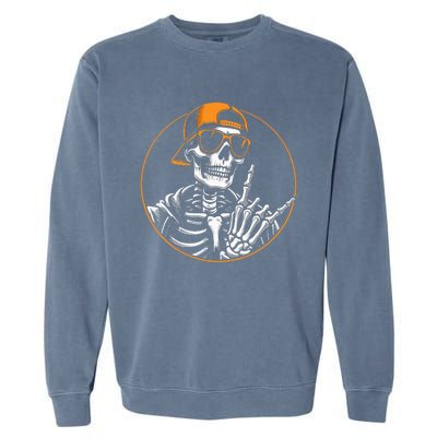 Halloween Skeleton Rock Hand Rocker &  Rock Music Garment-Dyed Sweatshirt