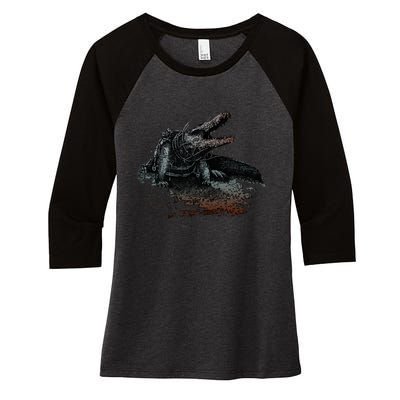 Hunt Showdown Rotjaw Women's Tri-Blend 3/4-Sleeve Raglan Shirt