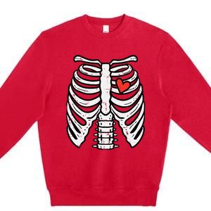 Halloween Skeleton Rib Cage Heart Costume Premium Crewneck Sweatshirt