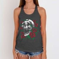 Halloween Skull Rose Skeleton Gift Idea Women's Knotted Racerback Tank