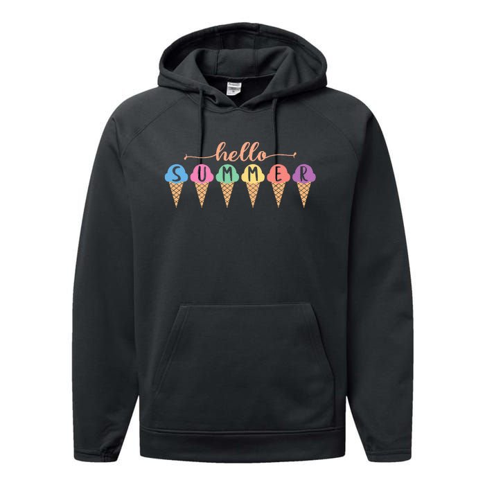 Hello Summer Summer Ice Cream Hello Summer Performance Fleece Hoodie