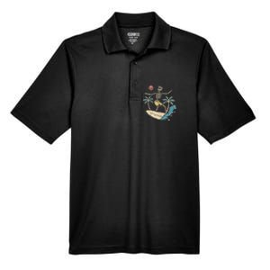 Hawaii Surfer Skeleton Halloween Beach Scary Spooky Surfers Men's Origin Performance Pique Polo