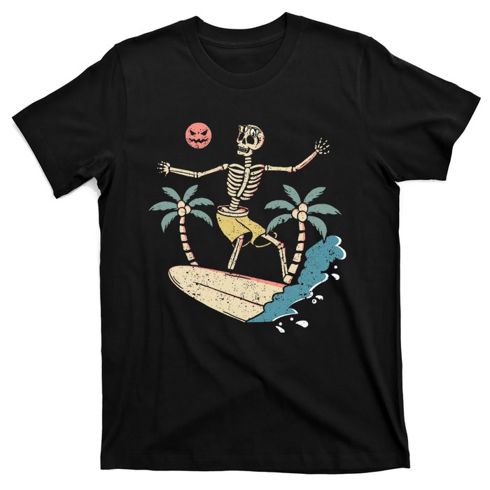 Hawaii Surfer Skeleton Halloween Beach Scary Spooky Surfers T-Shirt