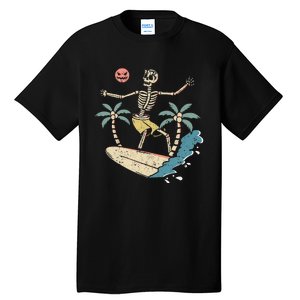 Hawaii Surfer Skeleton Halloween Beach Scary Spooky Surfers Tall T-Shirt