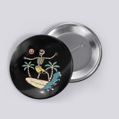 Hawaii Surfer Skeleton Halloween Beach Scary Spooky Surfers Button