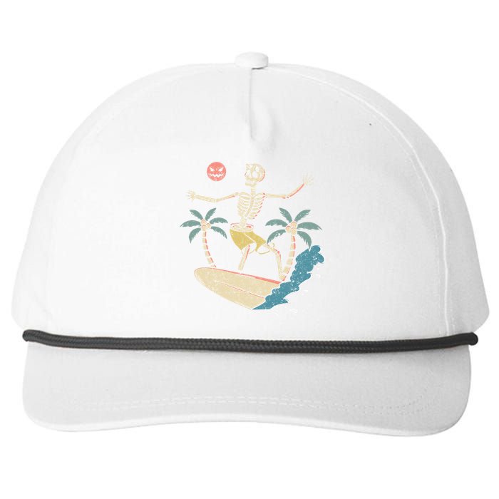 Hawaii Surfer Skeleton Halloween Beach Scary Spooky Surfers Snapback Five-Panel Rope Hat