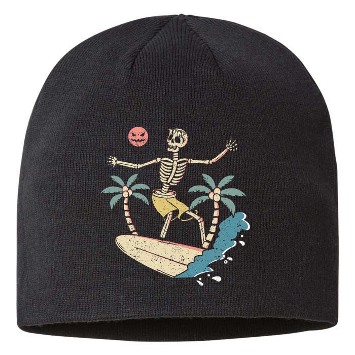 Hawaii Surfer Skeleton Halloween Beach Scary Spooky Surfers Sustainable Beanie