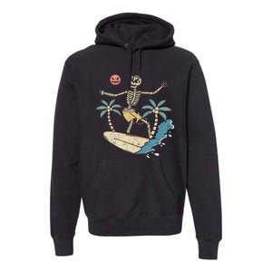 Hawaii Surfer Skeleton Halloween Beach Scary Spooky Surfers Premium Hoodie