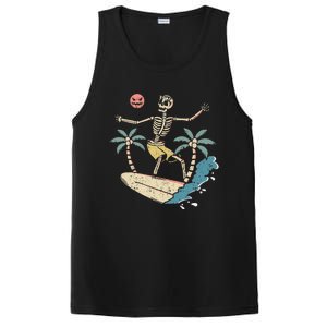 Hawaii Surfer Skeleton Halloween Beach Scary Spooky Surfers PosiCharge Competitor Tank