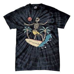 Hawaii Surfer Skeleton Halloween Beach Scary Spooky Surfers Tie-Dye T-Shirt