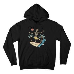 Hawaii Surfer Skeleton Halloween Beach Scary Spooky Surfers Tall Hoodie