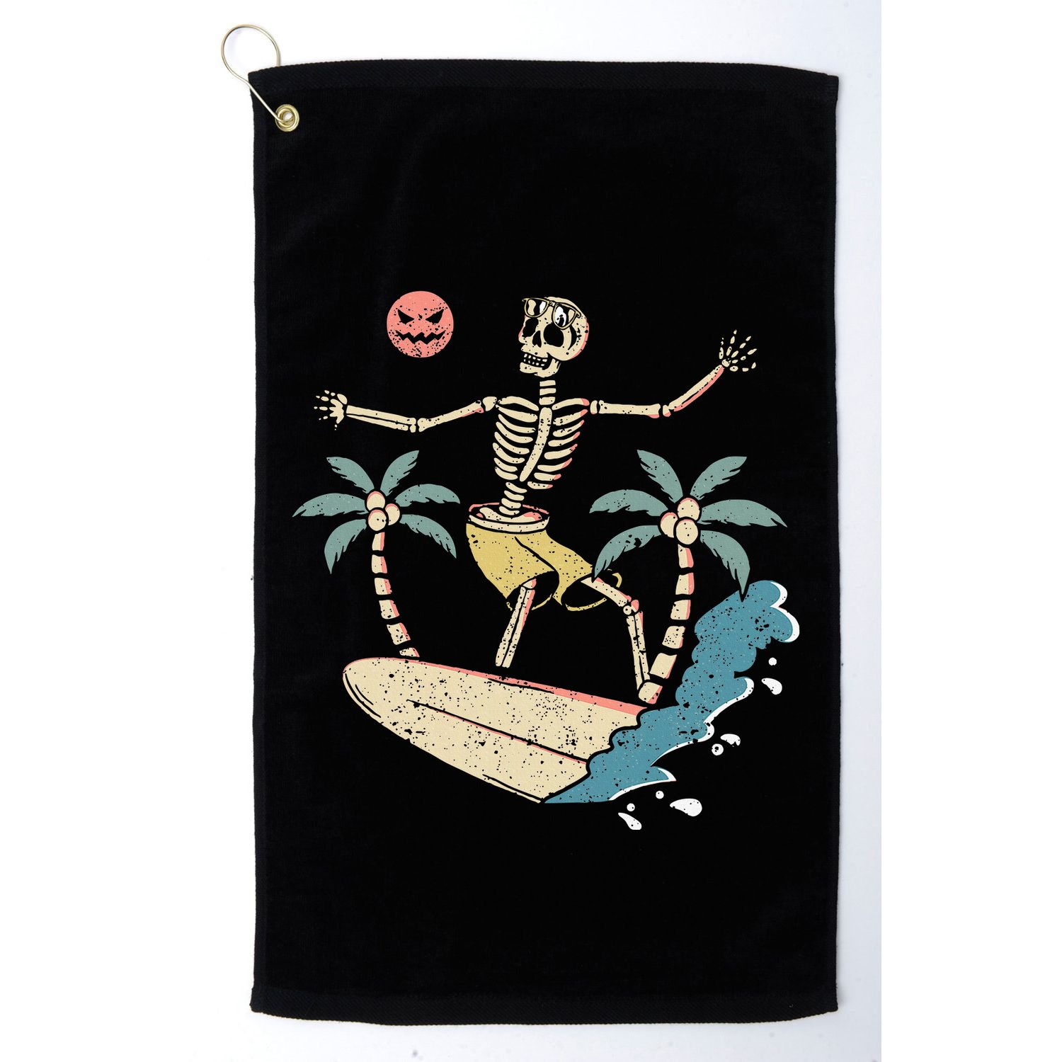 Hawaii Surfer Skeleton Halloween Beach Scary Spooky Surfers Golf Towel