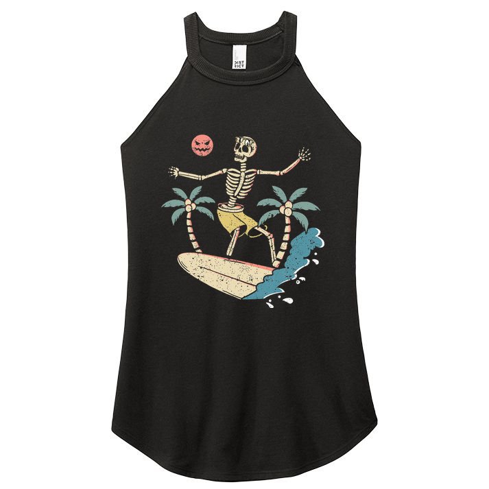 Hawaii Surfer Skeleton Halloween Beach Scary Spooky Surfers Women's Perfect Tri Rocker Tank