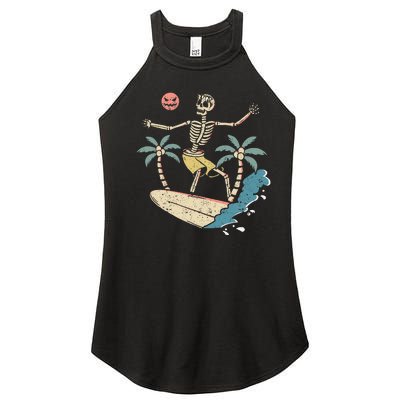 Hawaii Surfer Skeleton Halloween Beach Scary Spooky Surfers Women’s Perfect Tri Rocker Tank