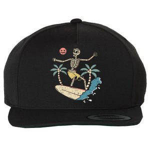 Hawaii Surfer Skeleton Halloween Beach Scary Spooky Surfers Wool Snapback Cap