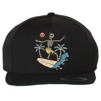 Hawaii Surfer Skeleton Halloween Beach Scary Spooky Surfers Wool Snapback Cap