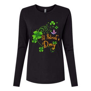 Happy St Saint Patrick's Day Green Cool Irish Shamrock Cute Womens Cotton Relaxed Long Sleeve T-Shirt