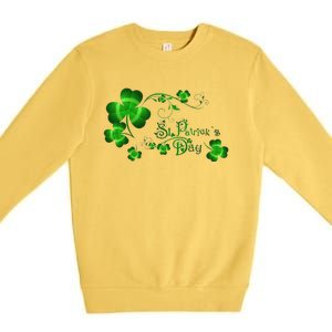 Happy St Saint Patrick's Day Green Cool Irish Shamrock Premium Crewneck Sweatshirt