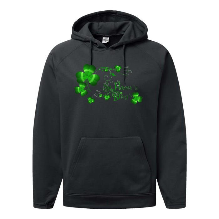 Happy St Saint Patrick's Day Green Cool Irish Shamrock Performance Fleece Hoodie